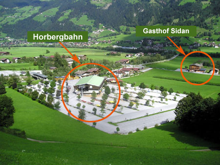 Gasthof Sidan: ca. 200 m zur Talstation Horgergbahn